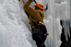 Heidi Duce (amputee) climbing at Ouray Ice