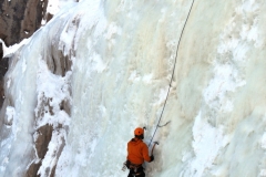 Ron Lunsford following on ice climb in Colorado National Monument 2