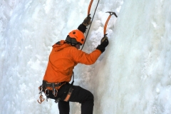 Ron Lunsford following on ice climb in Colorado National Monument
