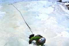 Ryan Dutch leading ice climb in Colorado National Monument